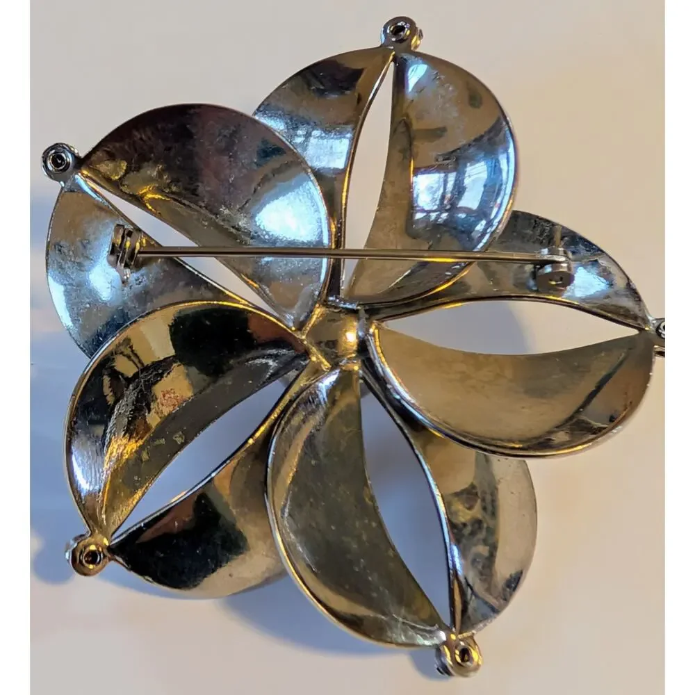 Vtg Silvertone Flower Brooch 2.25